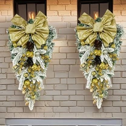 Christmas flocking hanging wreath