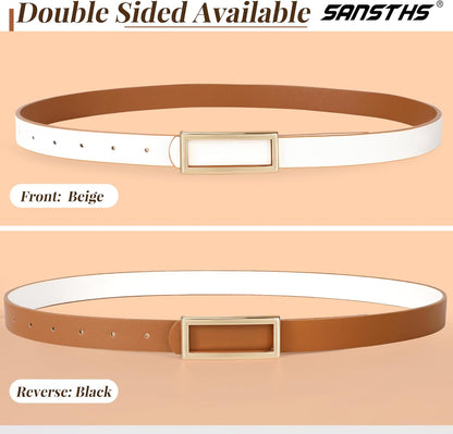Two-in-One Women Reversible Leather Belt