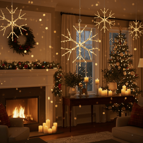 ❄️Lighted Birch Branch Snowflake Hanging Accent