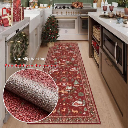 🔥LAST DAY 49% OFF🦌🎄🎅Christmas Deer Santa Long Rug