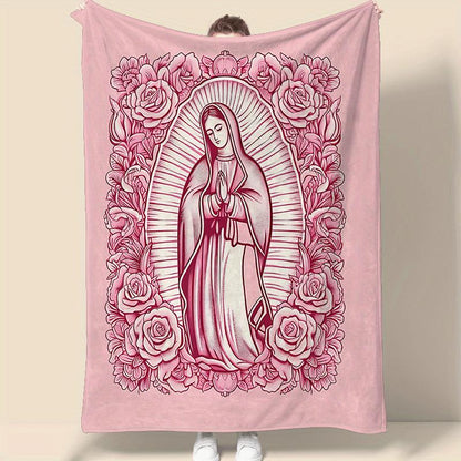Comfortable Pink Virgin Mary Blanket