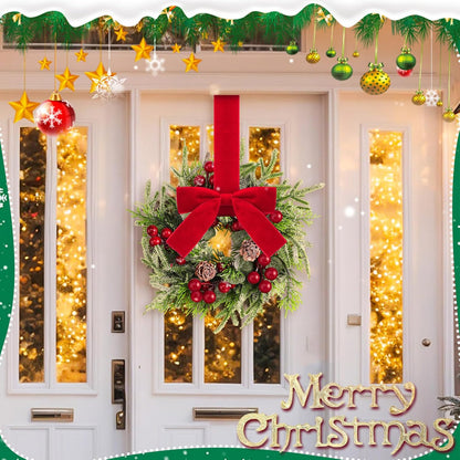 🎀🎄Mini Christmas Wreaths with Ribbon Bows & Red Berries