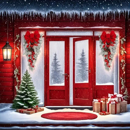 Christmas flocking hanging wreath