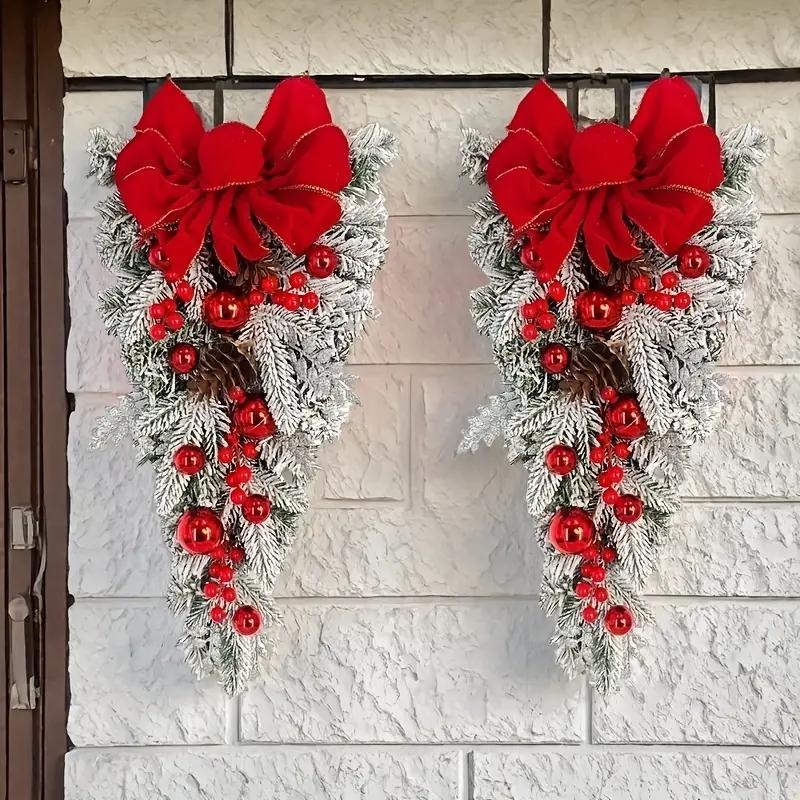Christmas flocking hanging wreath