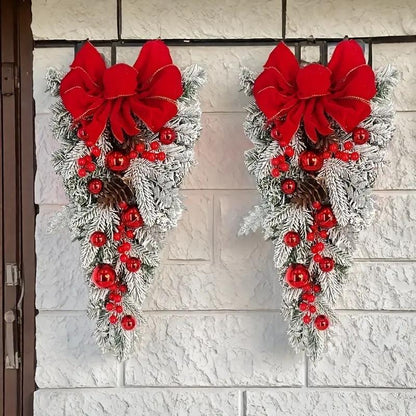Christmas flocking hanging wreath