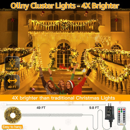 Christmas Tree Lights 8 Modes Timer Remote