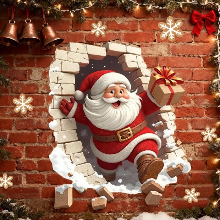 🎅A Cute Santa Claus Bursts Through The Wall On Christmas Day