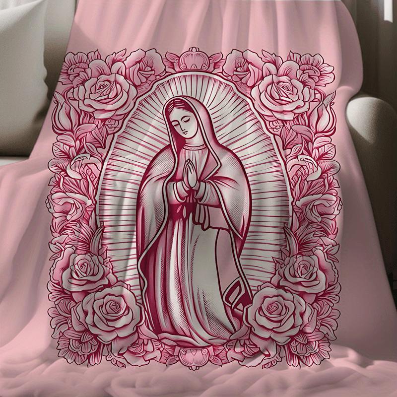 Comfortable Pink Virgin Mary Blanket