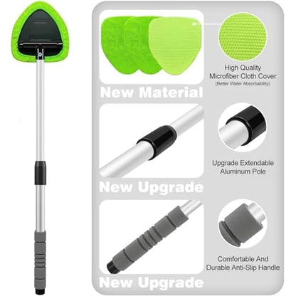 Car Window Cleaner with 4 Washable Reusable Microfiber Pads