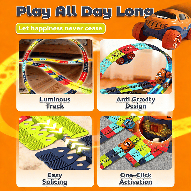 360° Electric Climbing Car Race Tracks with Lights