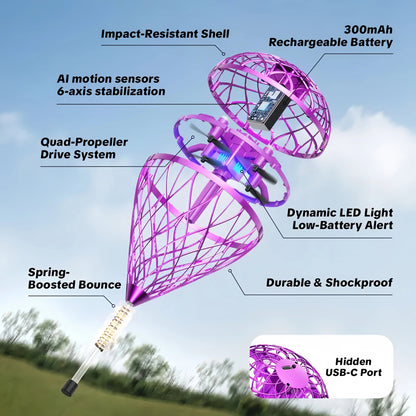 🔥2025 New Adjustable Hand Operated Flying Orb Ball Drone with LED Lights