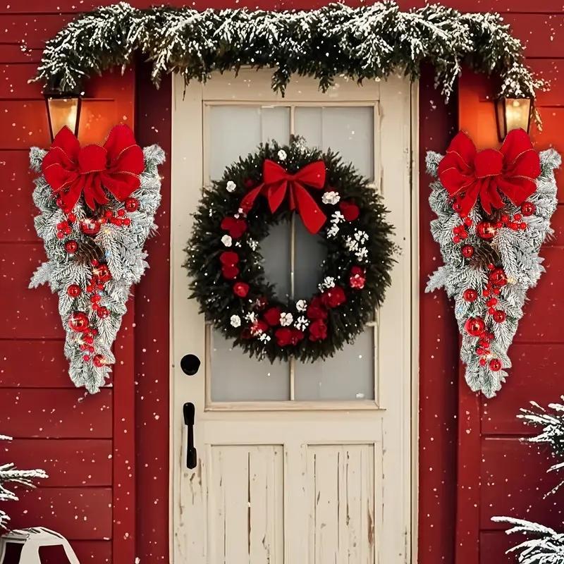 Christmas flocking hanging wreath