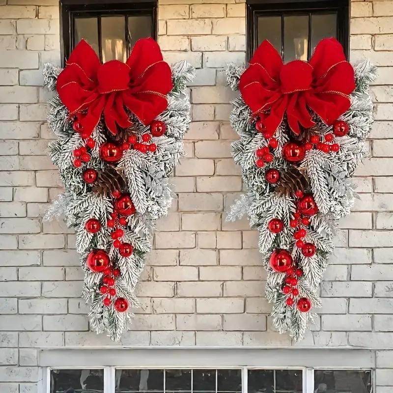 Christmas flocking hanging wreath