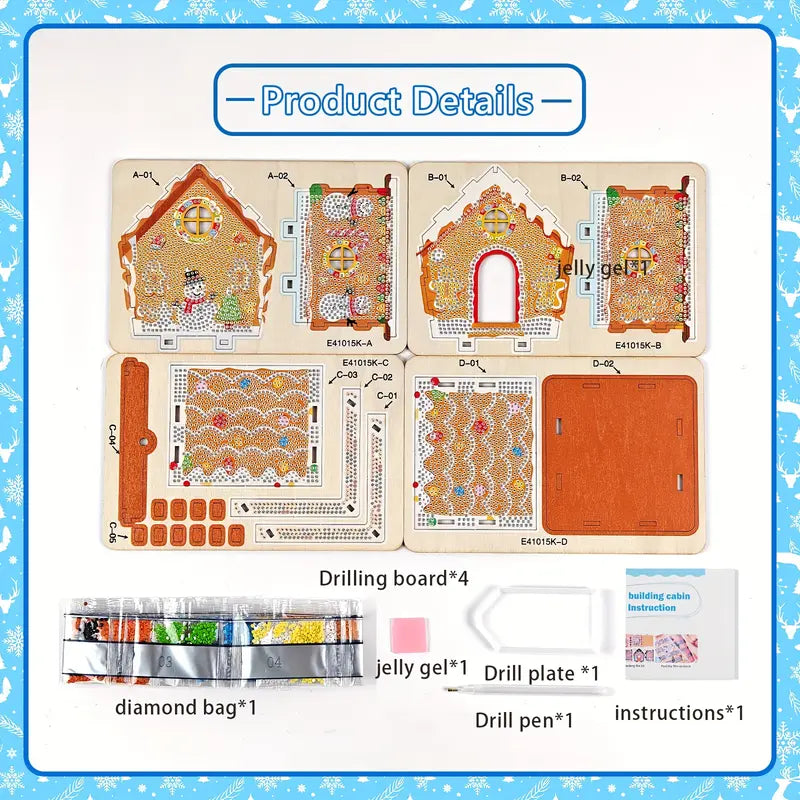 🚛Free shipping on two items，DIY wooden gingerbread house puzzle, exquisite diamond painting