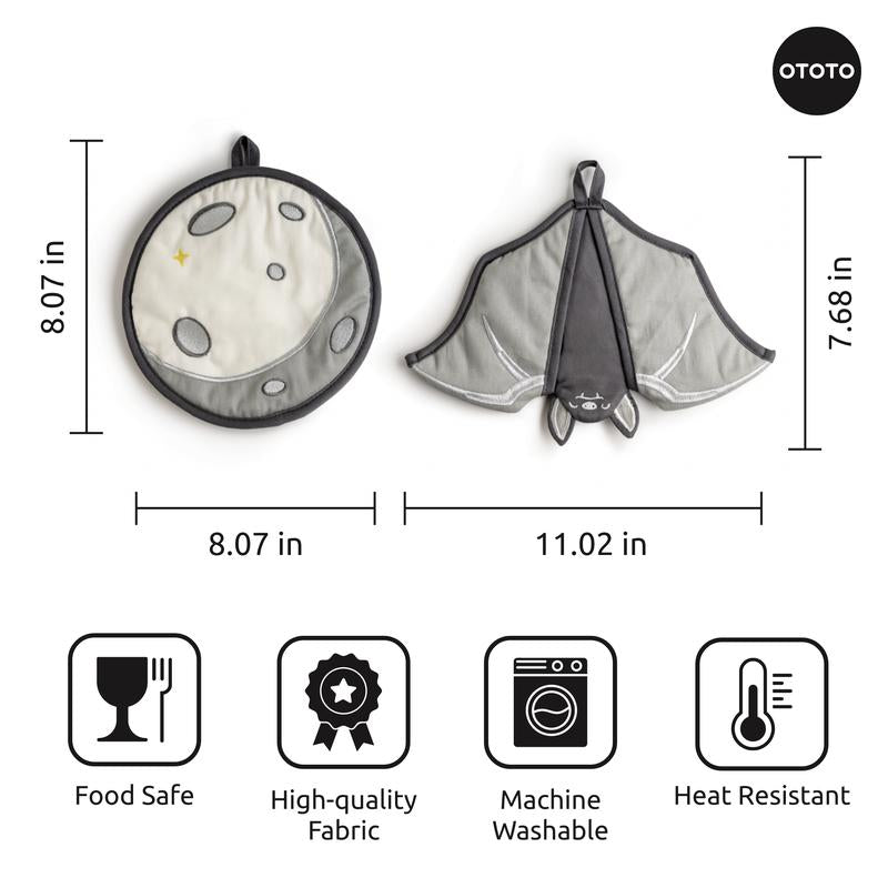 New! Bat Oven Mitt and Pot Holder Set