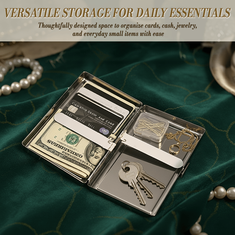 🌙🌟Vintage Card Holder Trinkets Stash Tin Box Metal Wallet Business Card ID Holder