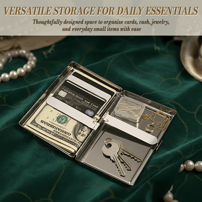 🌙🌟Vintage Card Holder Trinkets Stash Tin Box Metal Wallet Business Card ID Holder