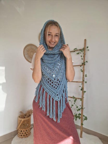 Bohemian style triangular shawl🍂