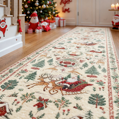 🔥LAST DAY 49% OFF🦌🎄🎅Christmas Deer Santa Long Rug