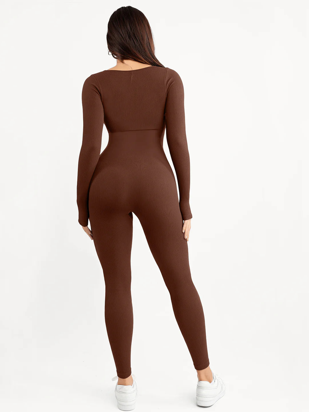 Shapewear Seamless Thumb Hole Long Sleeve Jumpsuit